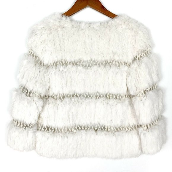 BCBGMaxAzria White Authentic Rabbit Fur Jacket - Picture 2 of 5